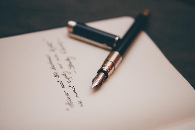Notebook with English writing exercises